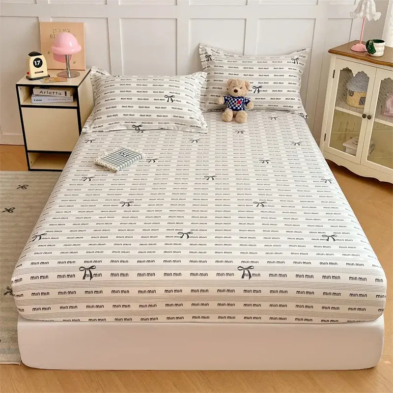 Cartoon Style Fitted Sheet Without Pillowcase Single/Queen Size Bedsheet Home Adults Kid Bed Cover Skin-friendly Bed Linen