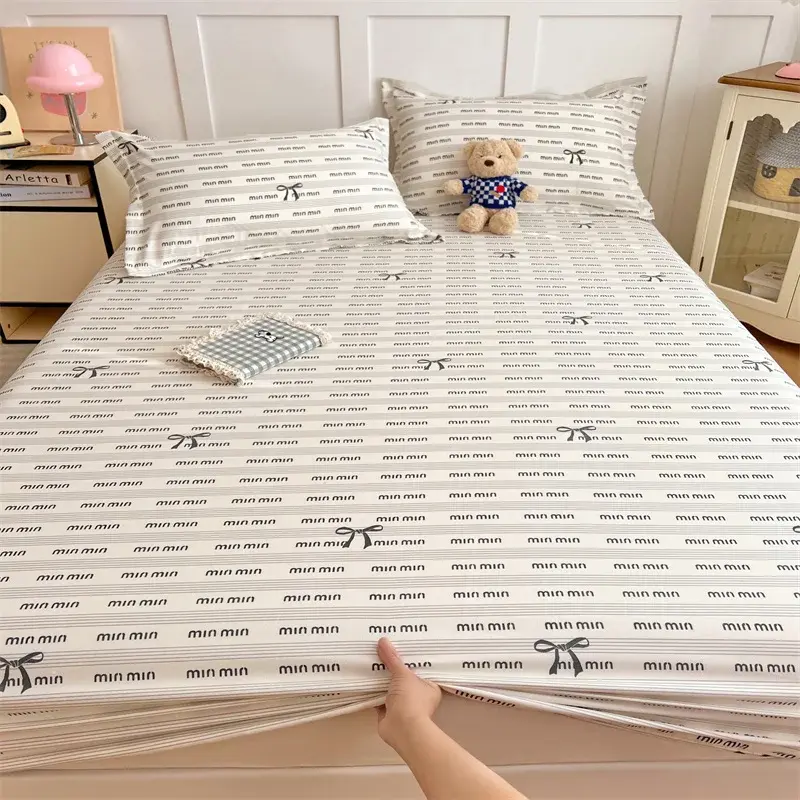 Cartoon Style Fitted Sheet Without Pillowcase Single/Queen Size Bedsheet Home Adults Kid Bed Cover Skin-friendly Bed Linen