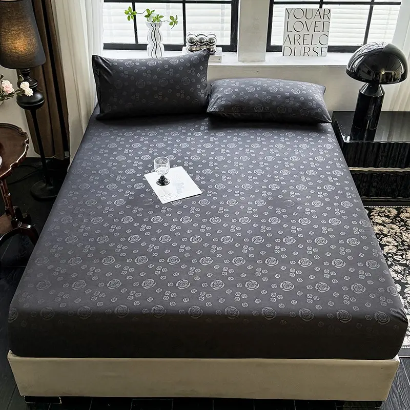 1pcs 100% Polyester Printed Bedsheets Geometric Fitted Sheet Queen Bed Sheet Single King Fitted Bed Sheet Mattress Cover