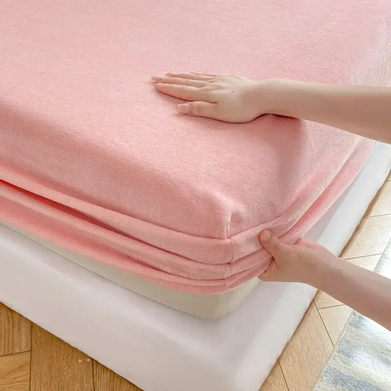 Soft Plush Warm Mattress Cover Winter Velvet Material Fitted Sheet Thickened Warm Bed Cover Mattress Protector Multiple Sizes