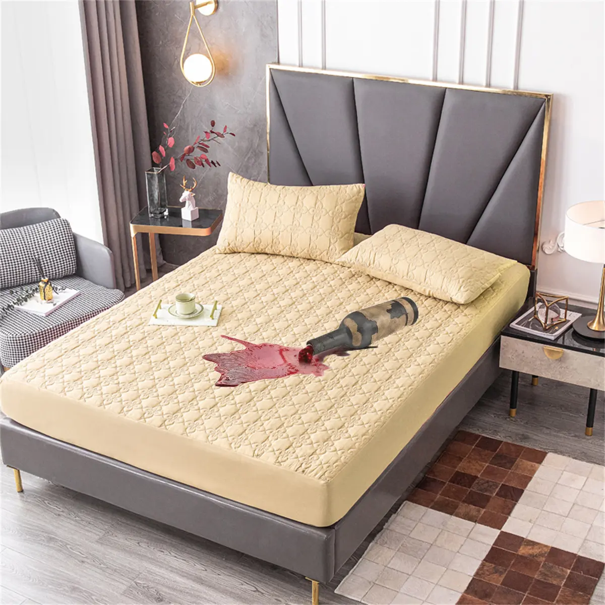 Waterproof Thicken Mattress Cover Quilted Latex Mat Bed Covers Pad Skin-Friendly Fitted Sheet Protector Bedspread150/160/180x200