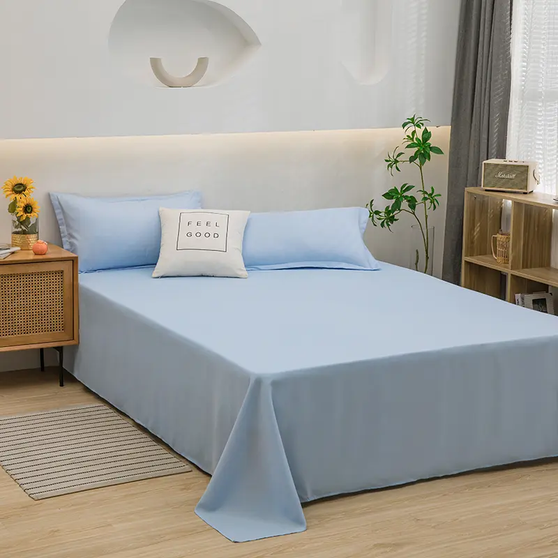 One-piece Bed Sheets (pillowcases Not Included) Washed White Navy Pink Grey Blue Hotel Bed Sheets Single and Double Home Use
