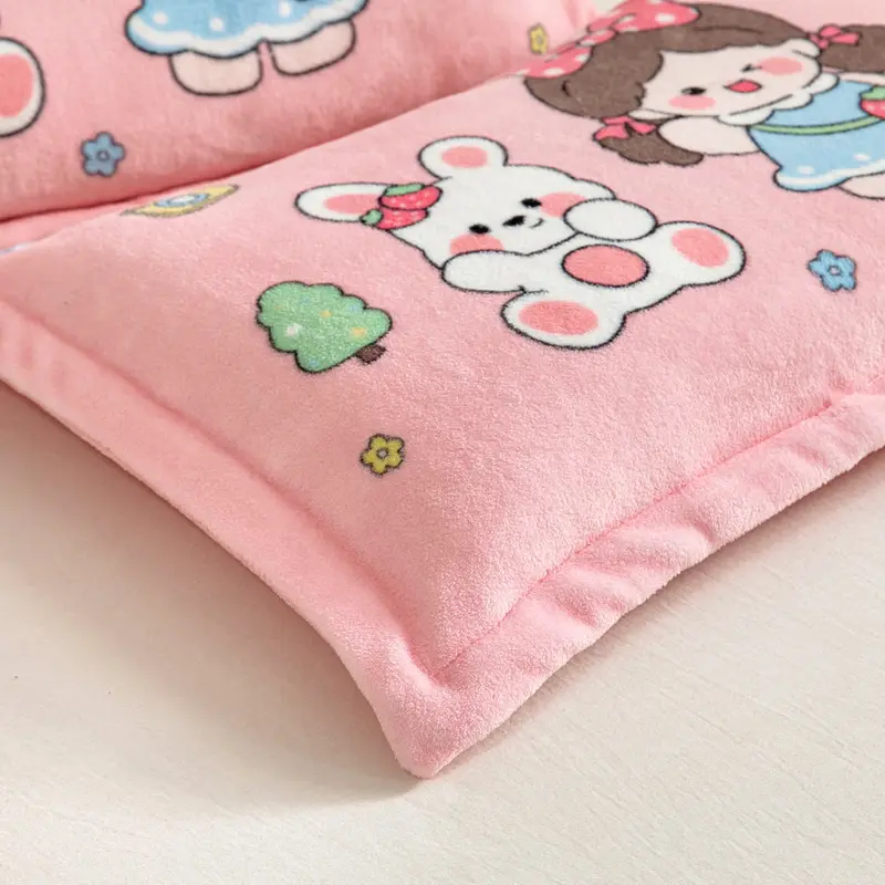 Kids Thick Warm Winter Pillowcase ,Velvet Flannel Skin-Friendly Pillowshams,Fluffy Fabric Pillow Covers Super Soft Home Textiles