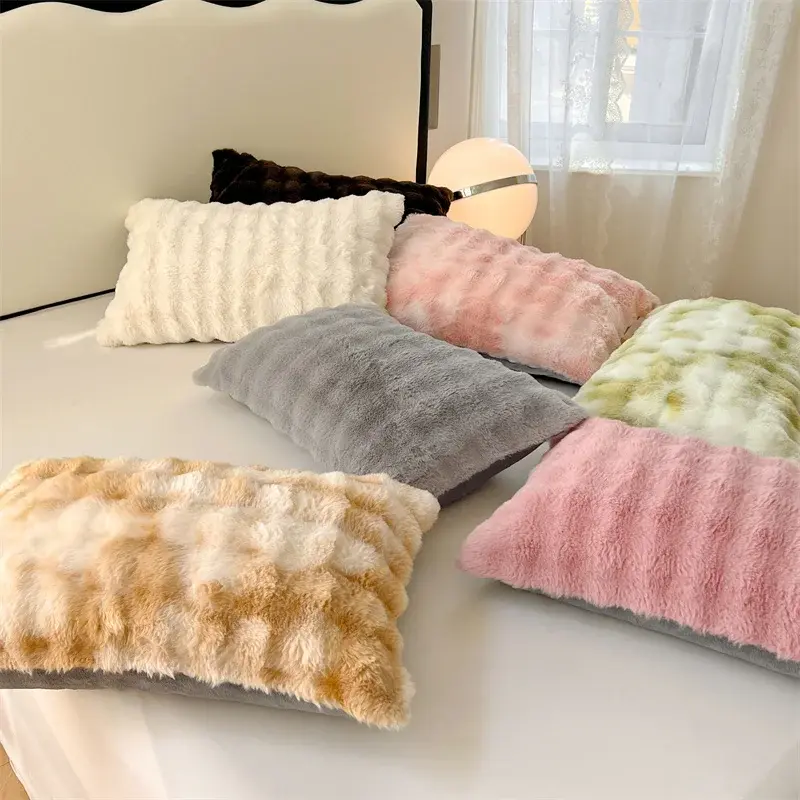 2PC Soft Fur Plush Furry Cushion Cover Bedding Pillow Case Throw Pillows Cover Classic Home Decor Pillowslip Cushion Cover 48X74