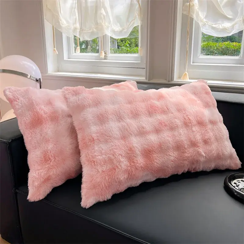 2PC Soft Fur Plush Furry Cushion Cover Bedding Pillow Case Throw Pillows Cover Classic Home Decor Pillowslip Cushion Cover 48X74