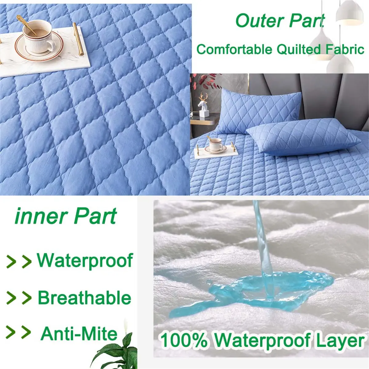 Waterproof Thicken Mattress Pad Protector Adjustable Fitted Sheets Bed Covers Anti-bacterial Pad 140x200 160x200 No Pillowcases