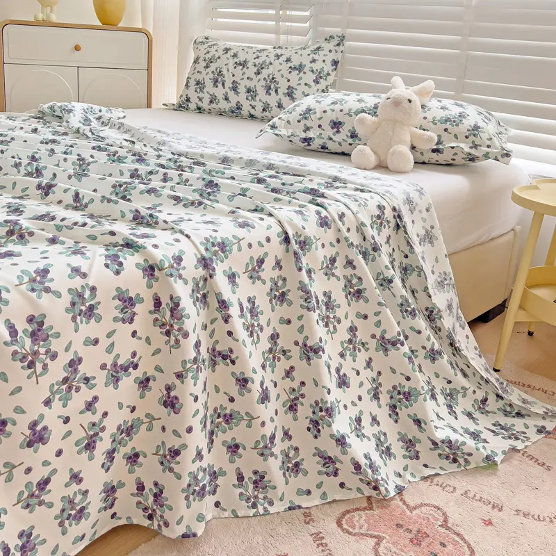 Flat Bed Sheets Plaid Soft Washed Universal Nordic Style Antibacterial Non-slip Thickerskin-friendly Twin Queen Full Size Adults