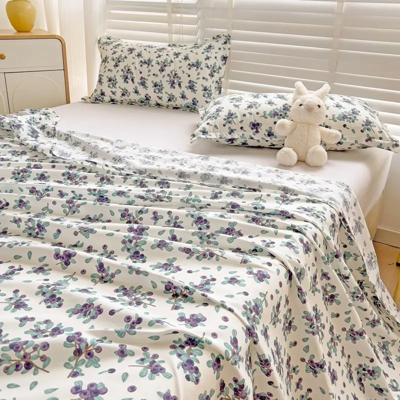 Flat Bed Sheets Plaid Soft Washed Universal Nordic Style Antibacterial Non-slip Thickerskin-friendly Twin Queen Full Size Adults