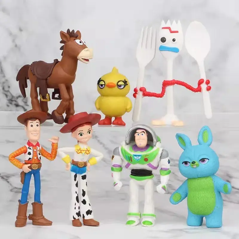 2025 Toy Story 7PCS Action Figure Toys Woody Jessie Buzz Lightyear Forky Pig Bear Figura Model set Doll Figurine Kids Gifts