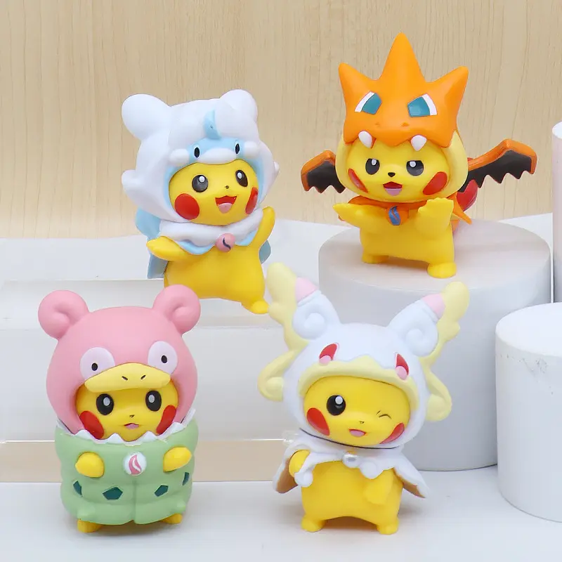 7Pcs/1Set Pocket Monsters Anime Figure Kawaii Pikachu Cosplay In Disguise Action Figures PVC Collection Model Dolls Toy Gift