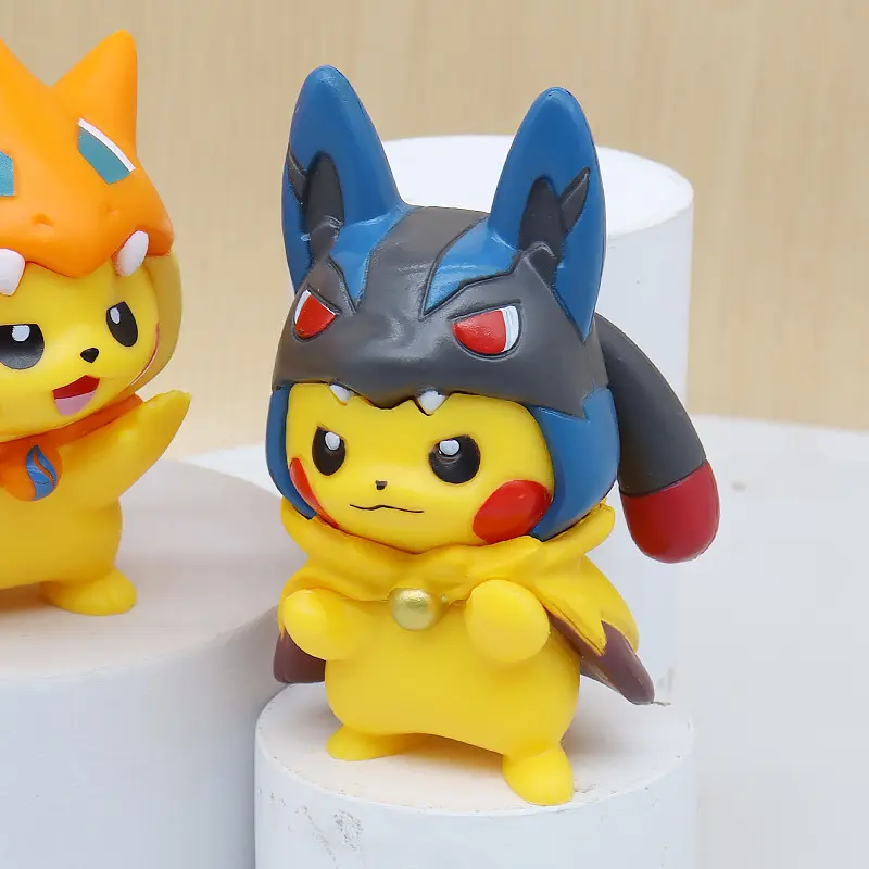 7Pcs/1Set Pocket Monsters Anime Figure Kawaii Pikachu Cosplay In Disguise Action Figures PVC Collection Model Dolls Toy Gift