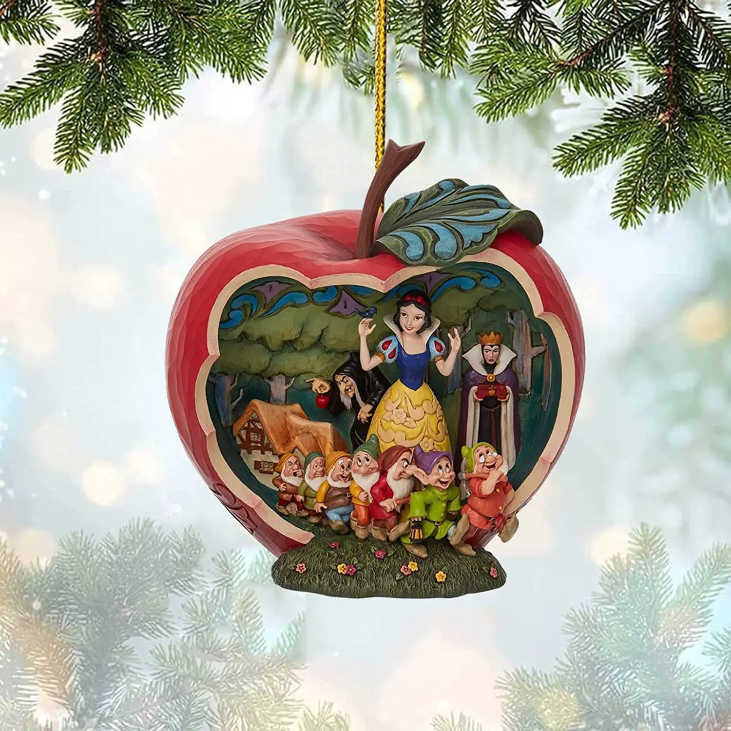 Disney Princess Christmas Tree Decoration Pendant Anime Kawaii Snow White Ariel Jasmine Fashion Acrylic Plane Toys Xmas Gifts