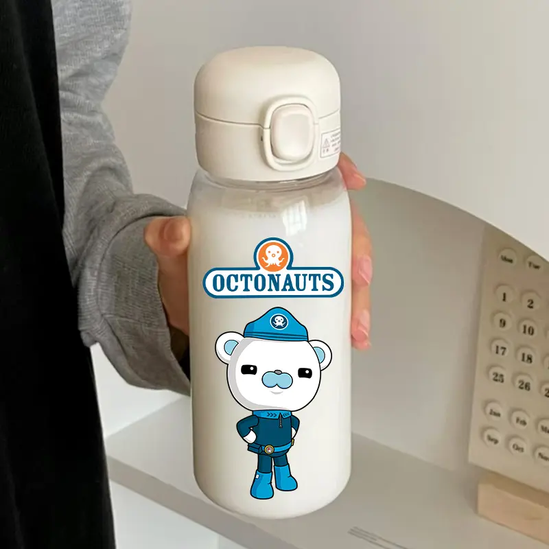 Straw Water Cup The Octonauts Transparent 400\600ml Childrens Drinking Water Bottle Plastic Portable Outdoor Sports Holiday Gift