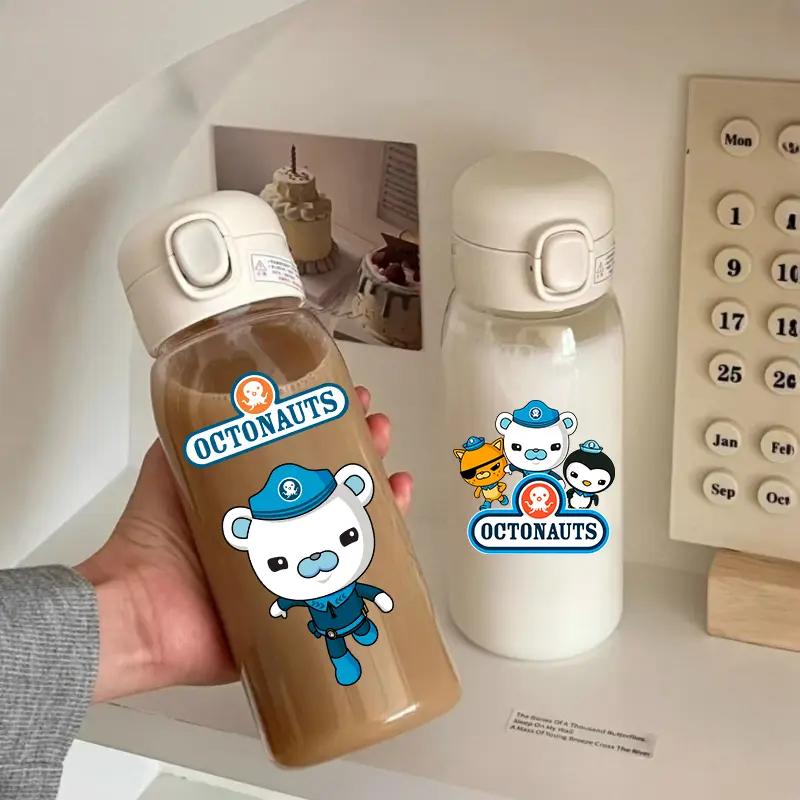 Straw Water Cup The Octonauts Transparent 400\600ml Childrens Drinking Water Bottle Plastic Portable Outdoor Sports Holiday Gift