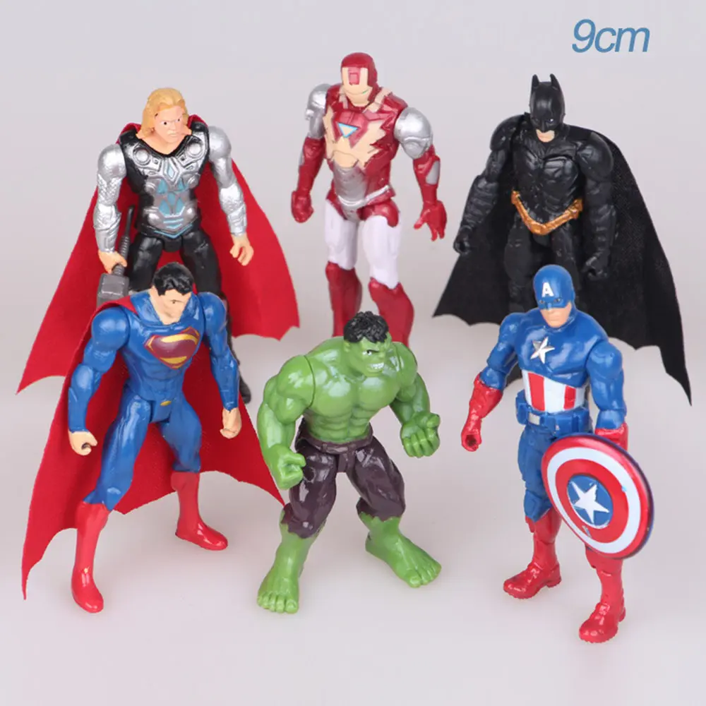 6pcs/set 9-10cm Marvel Avengers superhero Infinity War Iron Man Hulk American Captain Thor Super Heroes Figures Toys