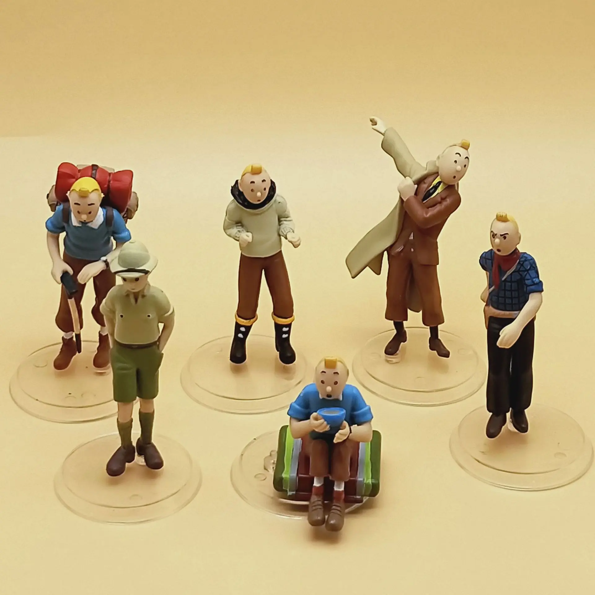 6pcs/set Cartoon The Adventures of Tintin PVC Action Figures Tintin Milou Dupont Toys Kids Fashion Collection Decor Xmas Gifts