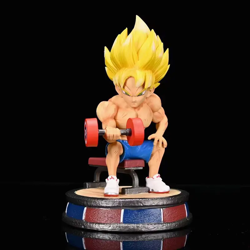 Dragon Ball Z Figure Trunks Vegeta Fitness Figure Goku Bodybuilding muscle Lifting dumbbells Ver. Figurine Collectible Toy Gifts