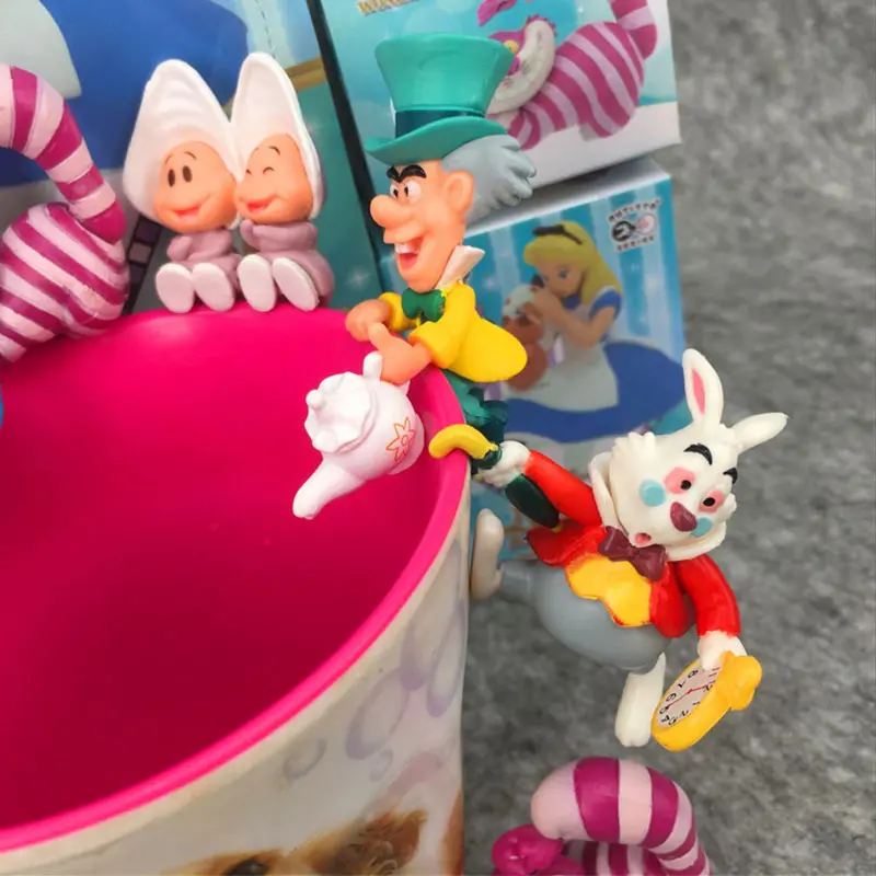 8Pcs/Set Alice in Wonderland Alice Cheshire Cat White Rabbit Mad Hatter Charm Model Collection PVC Trendy Tide Play Toys Gift