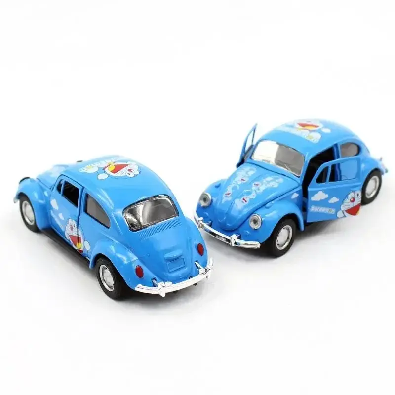 Cartoon Doraemon Cat Alloy Car 1:32 Cars Ornament Children Doraemon Anime Peripheral Toy Car Beetle Retro Classic Car Gift