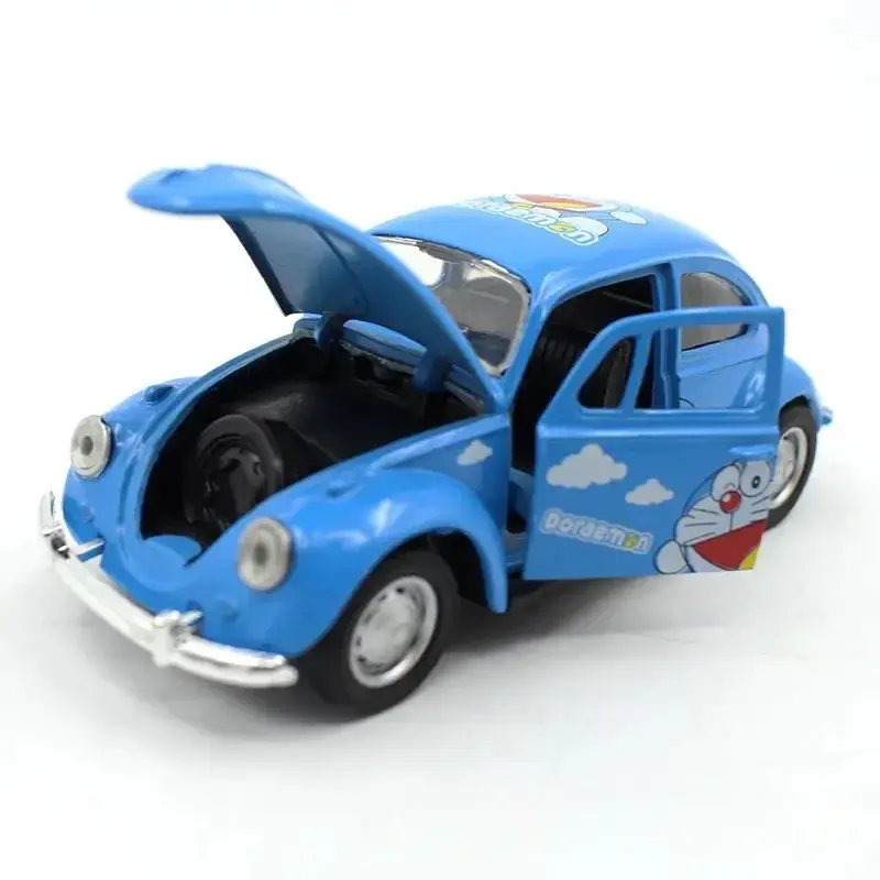 Cartoon Doraemon Cat Alloy Car 1:32 Cars Ornament Children Doraemon Anime Peripheral Toy Car Beetle Retro Classic Car Gift