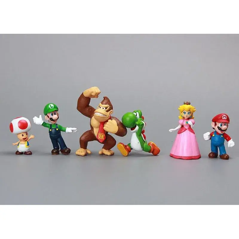 18pcs/lot Super Mario Bros PVC Action Figures Toys Yoshi Peach Princess Luigi Shy Guy Odyssey Donkey Kong Model Cartoon Dolls