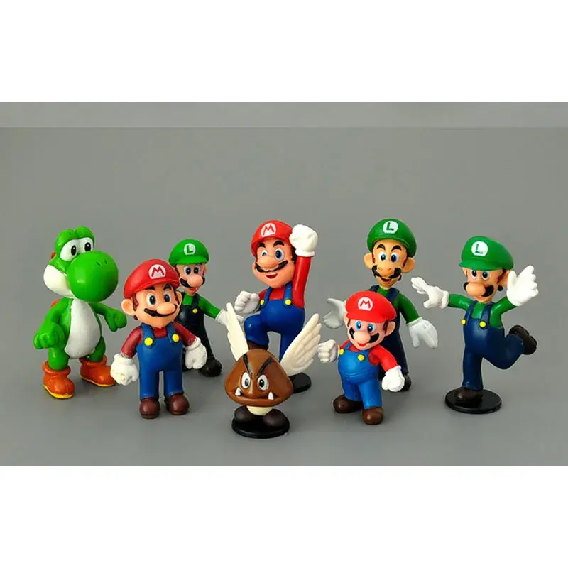 18pcs/lot Super Mario Bros PVC Action Figures Toys Yoshi Peach Princess Luigi Shy Guy Odyssey Donkey Kong Model Cartoon Dolls