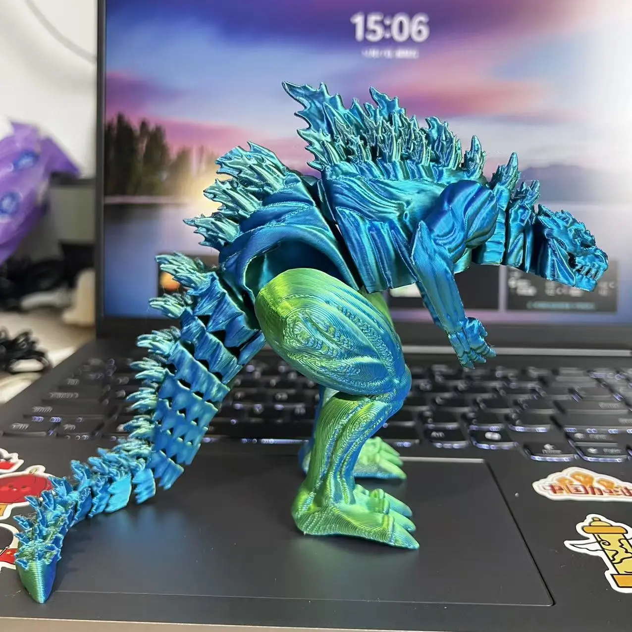 3D Printed Muscle Godzilla VS King Kong Greenish Blue Godzilla Toys Monster Figure Action Joint Creative Model Ornament Kid Gift