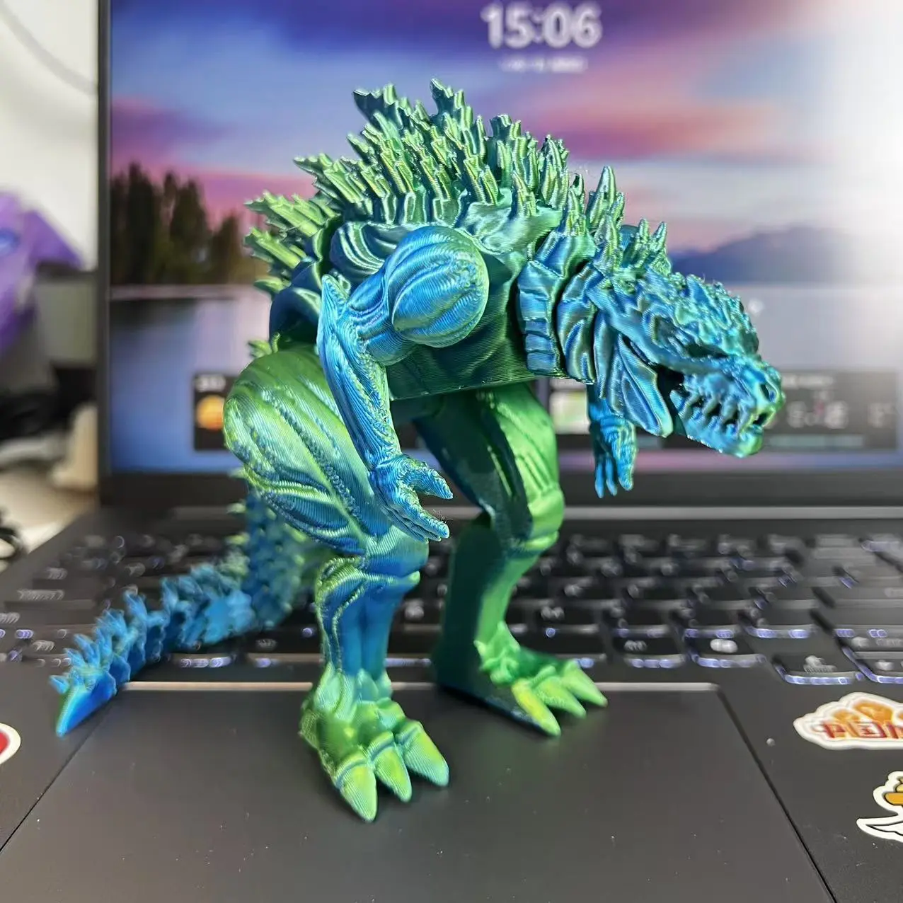 3D Printed Muscle Godzilla VS King Kong Greenish Blue Godzilla Toys Monster Figure Action Joint Creative Model Ornament Kid Gift