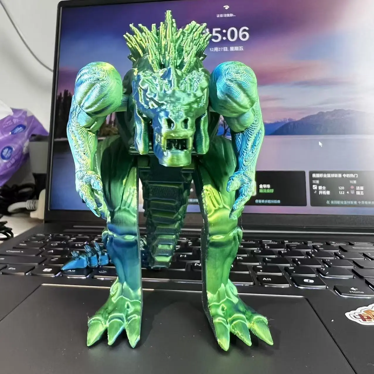 3D Printed Muscle Godzilla VS King Kong Greenish Blue Godzilla Toys Monster Figure Action Joint Creative Model Ornament Kid Gift