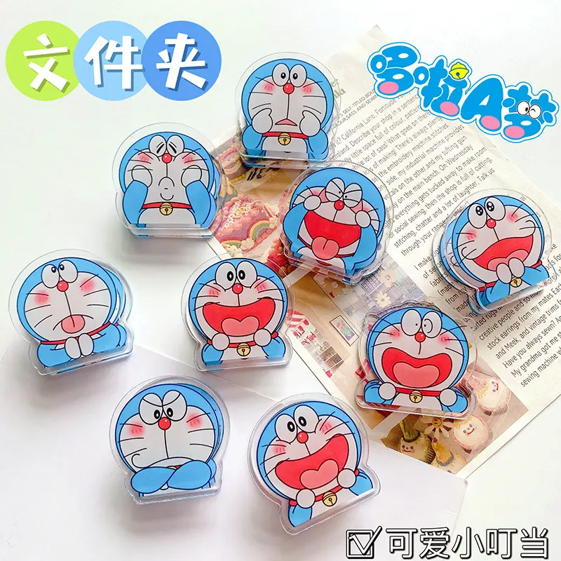 Doraemon Note Clip Folder Acrylic PP Clip Cartoon Anime Double-sided Clips Note Book Folder Multifunctional Paper Folder Gift