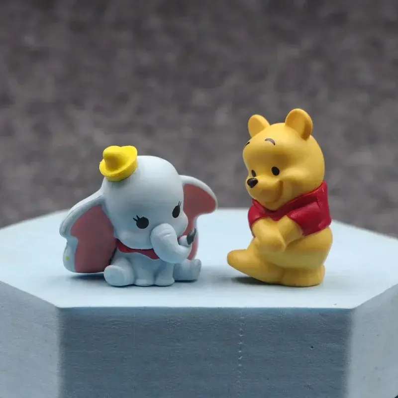 6Pcs MIniso Anime Mickey Mouse Action Figure Minnie Pooh Bear Dumbo Kawaii Cartoon Doll PVC Collectible Model GK Toy Kids Gift