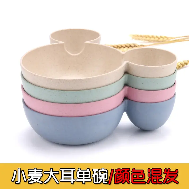 4Pcs Disney Mickey Mouse Baby Divided Complementary Food Plate for Kids Dinner Plates Spoon Set Girls Dinnerware Tableware