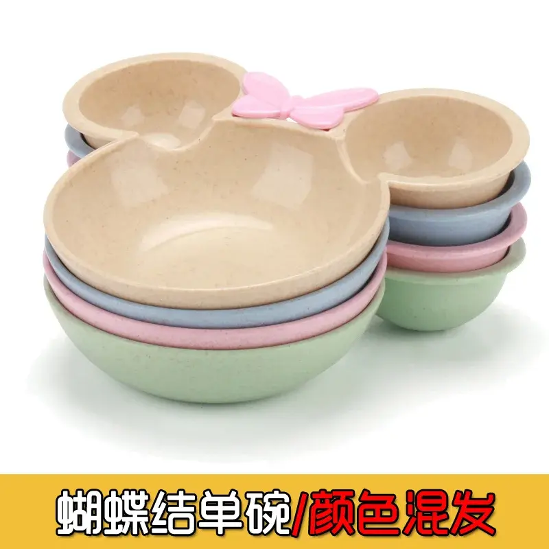 4Pcs Disney Mickey Mouse Baby Divided Complementary Food Plate for Kids Dinner Plates Spoon Set Girls Dinnerware Tableware
