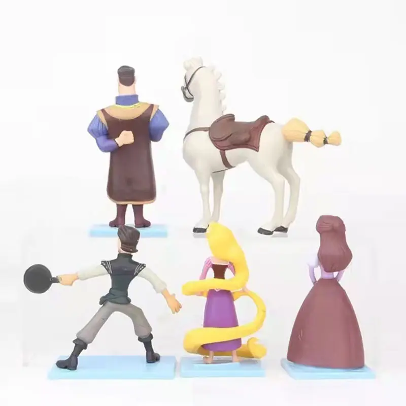 5Pcs/set Disney Princess Tangled Rapunzel GK Model Collectible Desktop Cake Decor Accessories Kids Adorable Toys Tide Play Gift