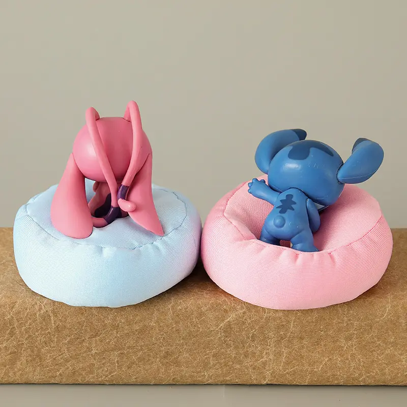 2pcs Disney Stitch Angel Action Figure Cute Kawaii Cartoon Character Toy Doll Creative Model Decoration For Kid Birthday Gifts