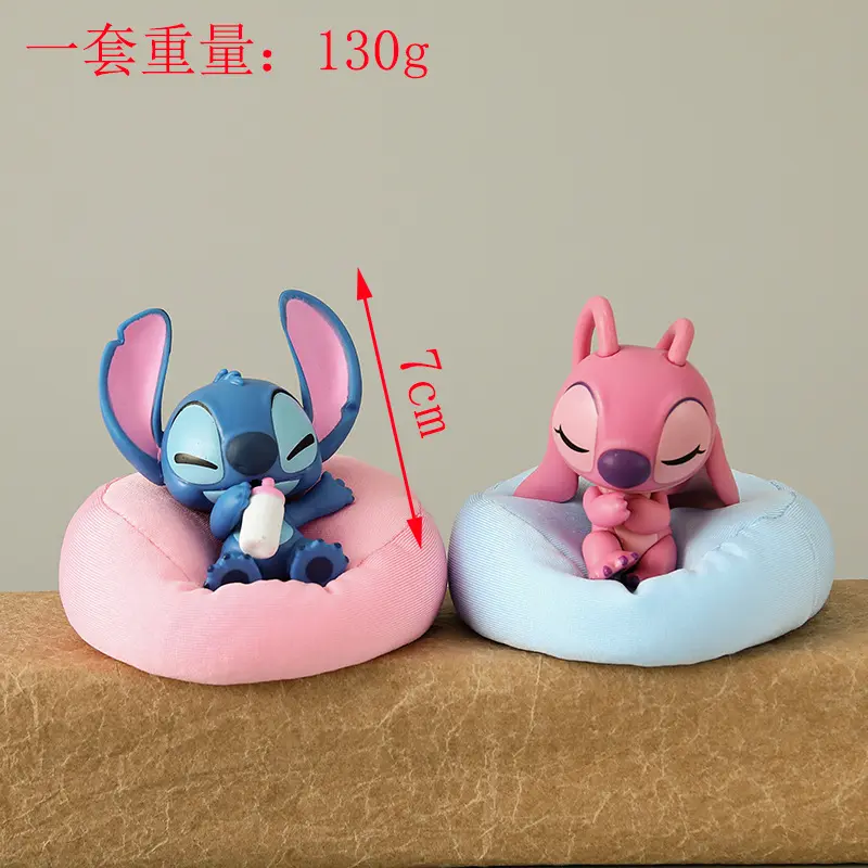 2pcs Disney Stitch Angel Action Figure Cute Kawaii Cartoon Character Toy Doll Creative Model Decoration For Kid Birthday Gifts