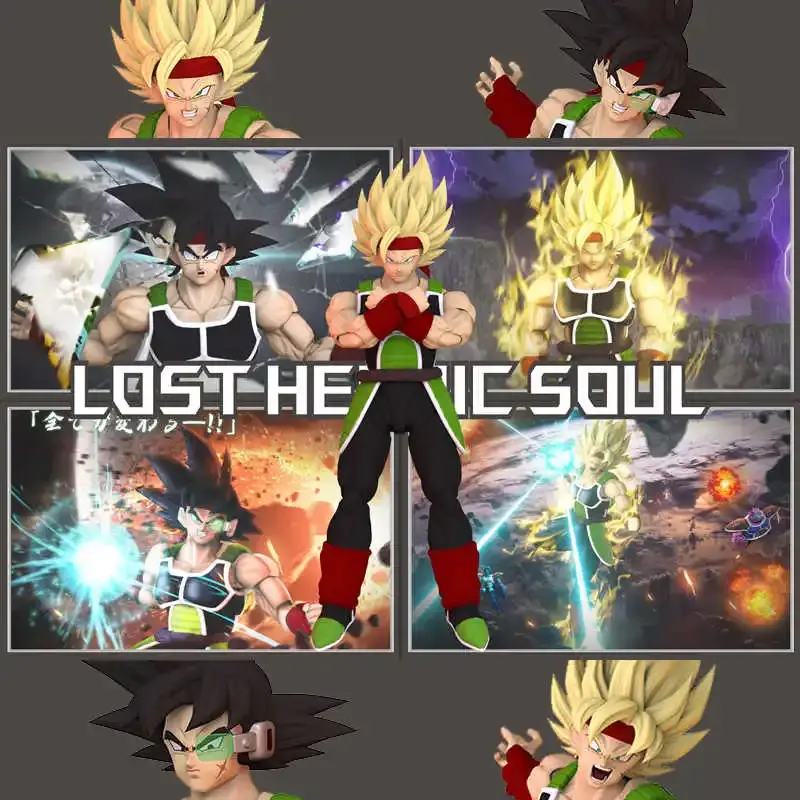 RE&DKO Lost Heroic Soul Shf Bardock Head Sculpting Pack Normal Black Hair Super Race Head Sculpting Accessory Pack Movable Toys