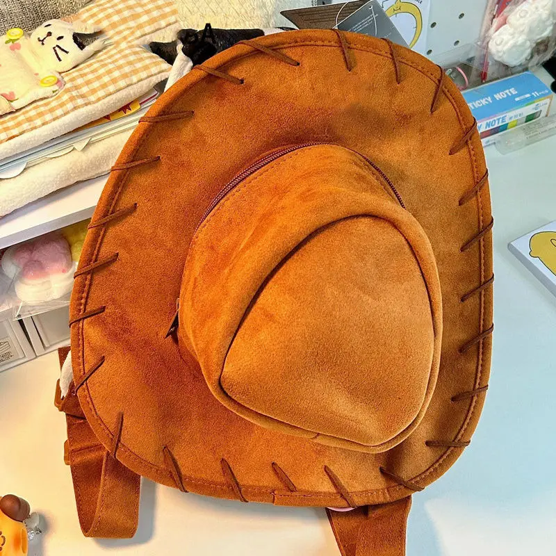 Cartoon Toy Story Fashion Retro Embroidery Woody Hat Backpack Cute Anime Creative Fun Style Backpack Birthday Gift for Girls