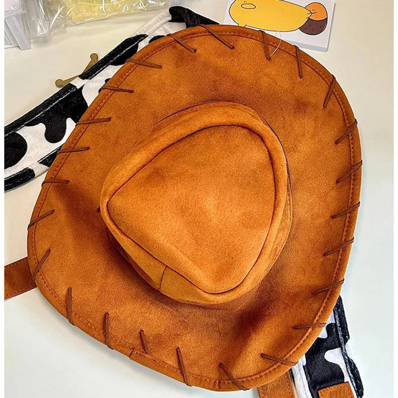 Cartoon Toy Story Fashion Retro Embroidery Woody Hat Backpack Cute Anime Creative Fun Style Backpack Birthday Gift for Girls