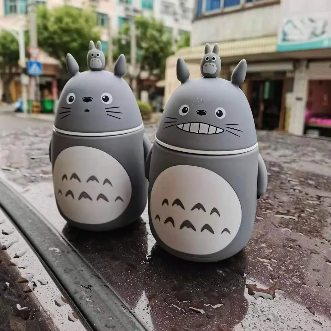 300ML Anime Cartoon Cute Totoro Anime Figure Glass Cup Kawaii Trendy Toy Doll Couple Surprise Gifts