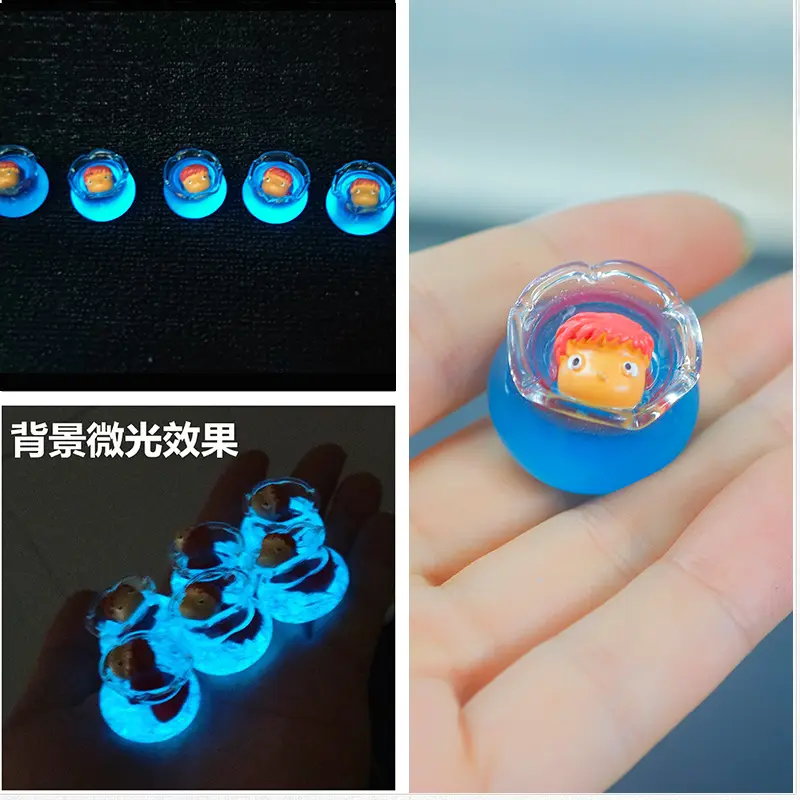 Anime Goldfish Princess Ponyo Luminous Action Figure Collectible Decorative Ornament Toy Kids Charm Fashion Doll Gift
