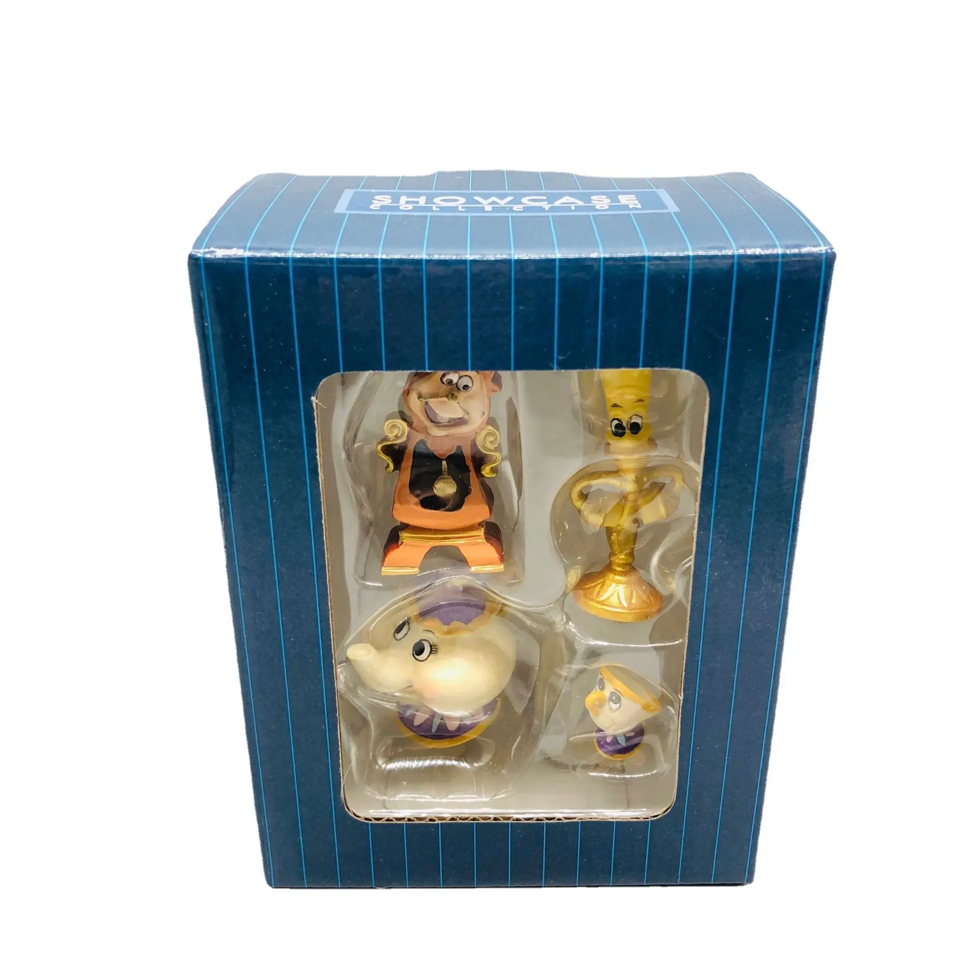 4Pcs/set Disney Anime Beauty And The Beast Cogsworth Mr Clock Model Collectible Decoration Figurine Toys Kids Charm Gifts