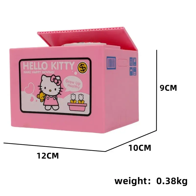 Hello Kitty  Piggy Bank Sanrio Action Figure Anime Cartoon KT Cat Stealing Coins Piggy Bank Money Safe Birthday Children's Gifts