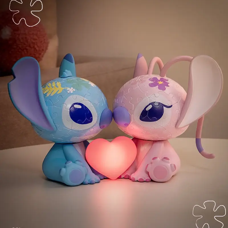 Disney 3D-JP Lilo & Stitch 3D Puzzle Toys Anime Stitch Figurines Angel 3d Puzzle Night Light Girls Kawaii Stitch Night Lamp Gift