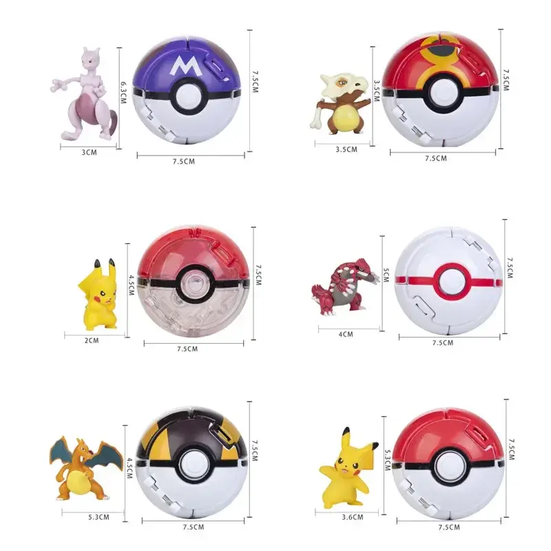 Pokemon Figure Pokeball Anime Figurines Cartoons Pikachu Charizard Squirtle Pocket Monster Pet Anime Action Model Toy Kids Gift