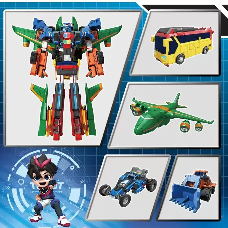 Tobot V KING FORTRAN Robot Car Plane Action Figure ABS Transformation 4-Srage Integration Model Toys For Children Gift