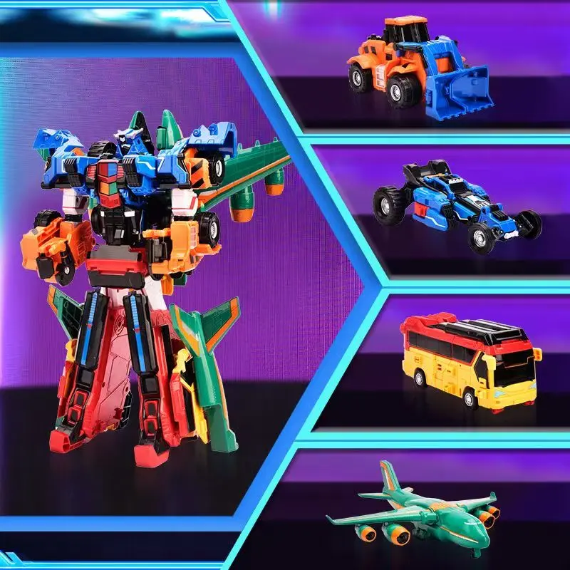 Tobot V KING FORTRAN Robot Car Plane Action Figure ABS Transformation 4-Srage Integration Model Toys For Children Gift
