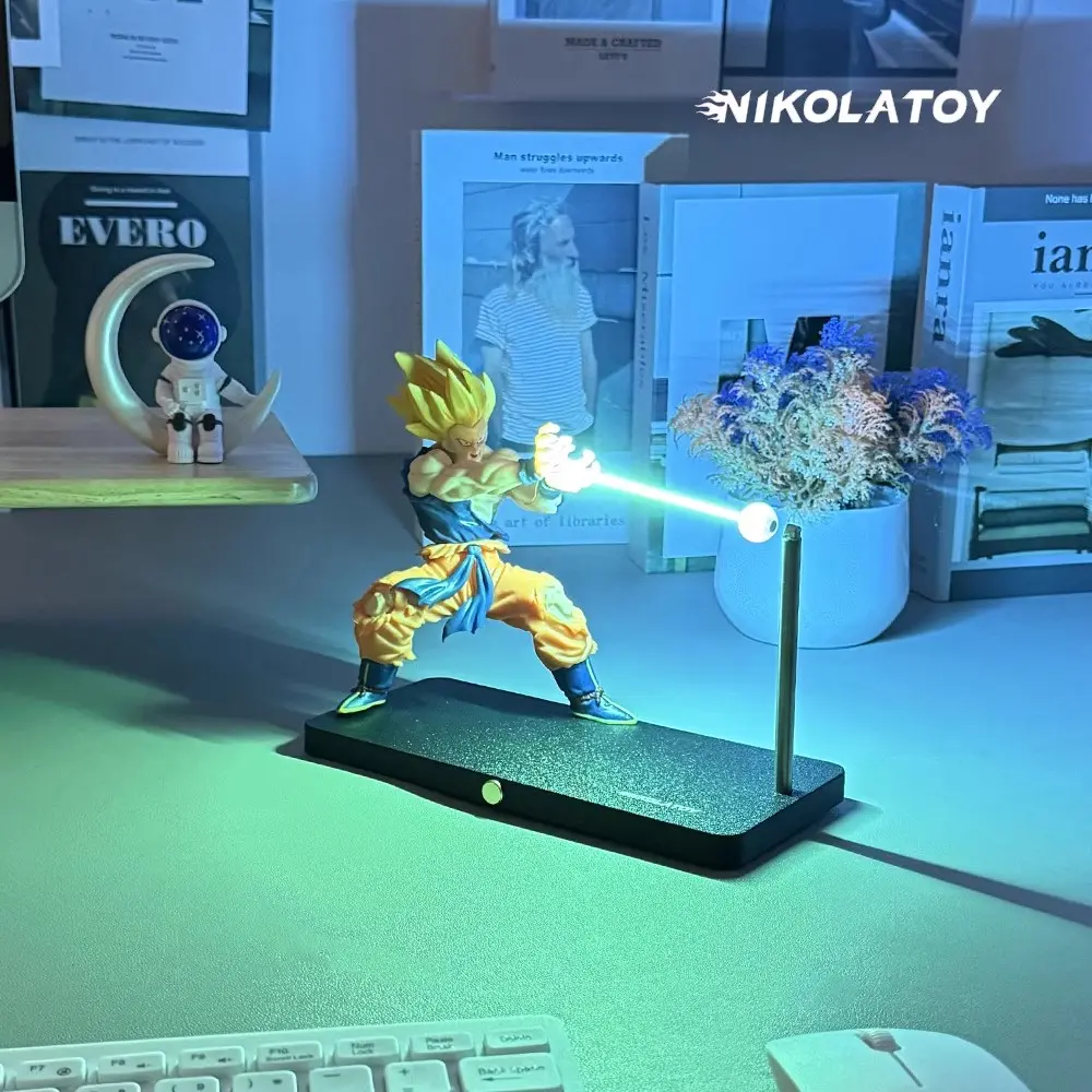 Nikolatoy Dragon Ball Kakarotto Son Goku Kamehameha Wave Magnetic Light Lamp Ornament Anime Peripheral Toys Collect Model Gift