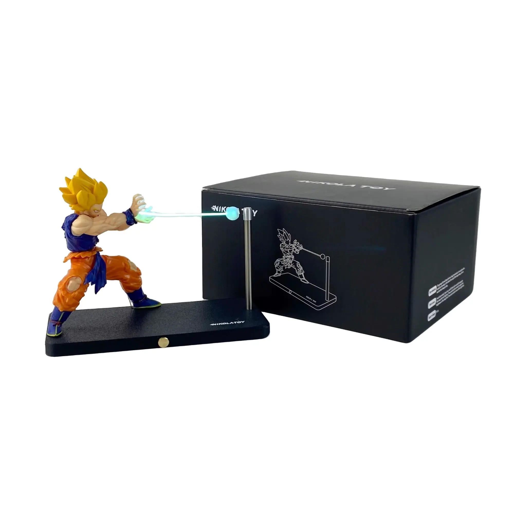 Nikolatoy Dragon Ball Kakarotto Son Goku Kamehameha Wave Magnetic Light Lamp Ornament Anime Peripheral Toys Collect Model Gift