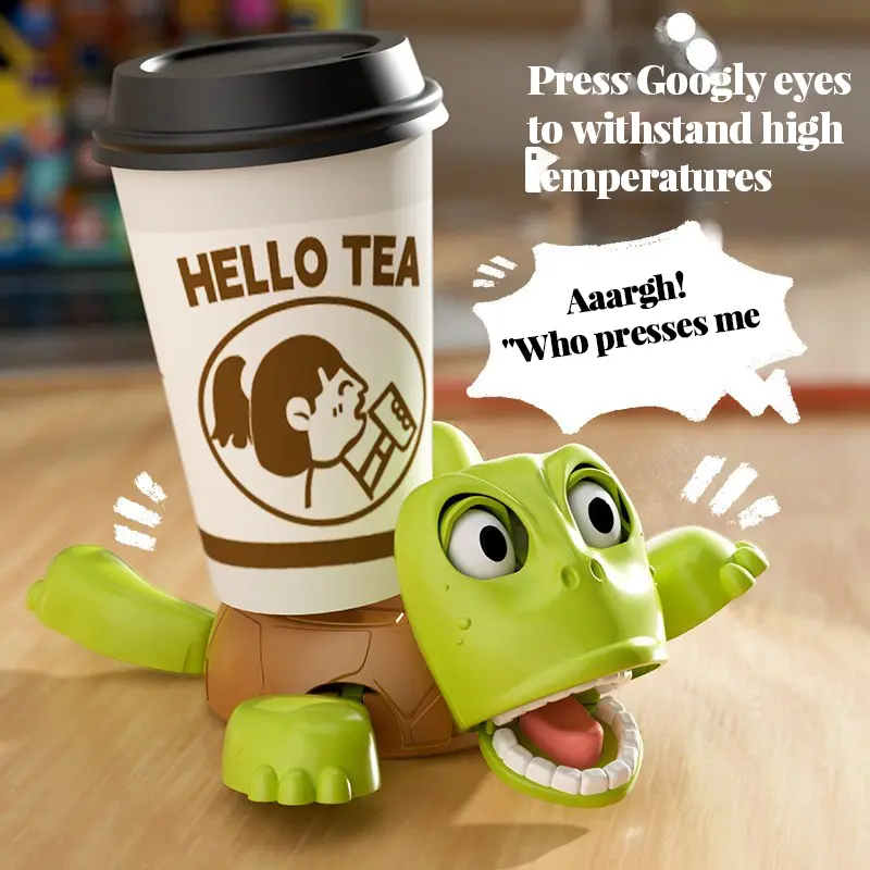 Fun Turtle Coaster Creative Interactive Lever Motion Panicked Pose Novelty Mug Rest Office Desk Toy Anti Anxiety Toys Cute Gifts